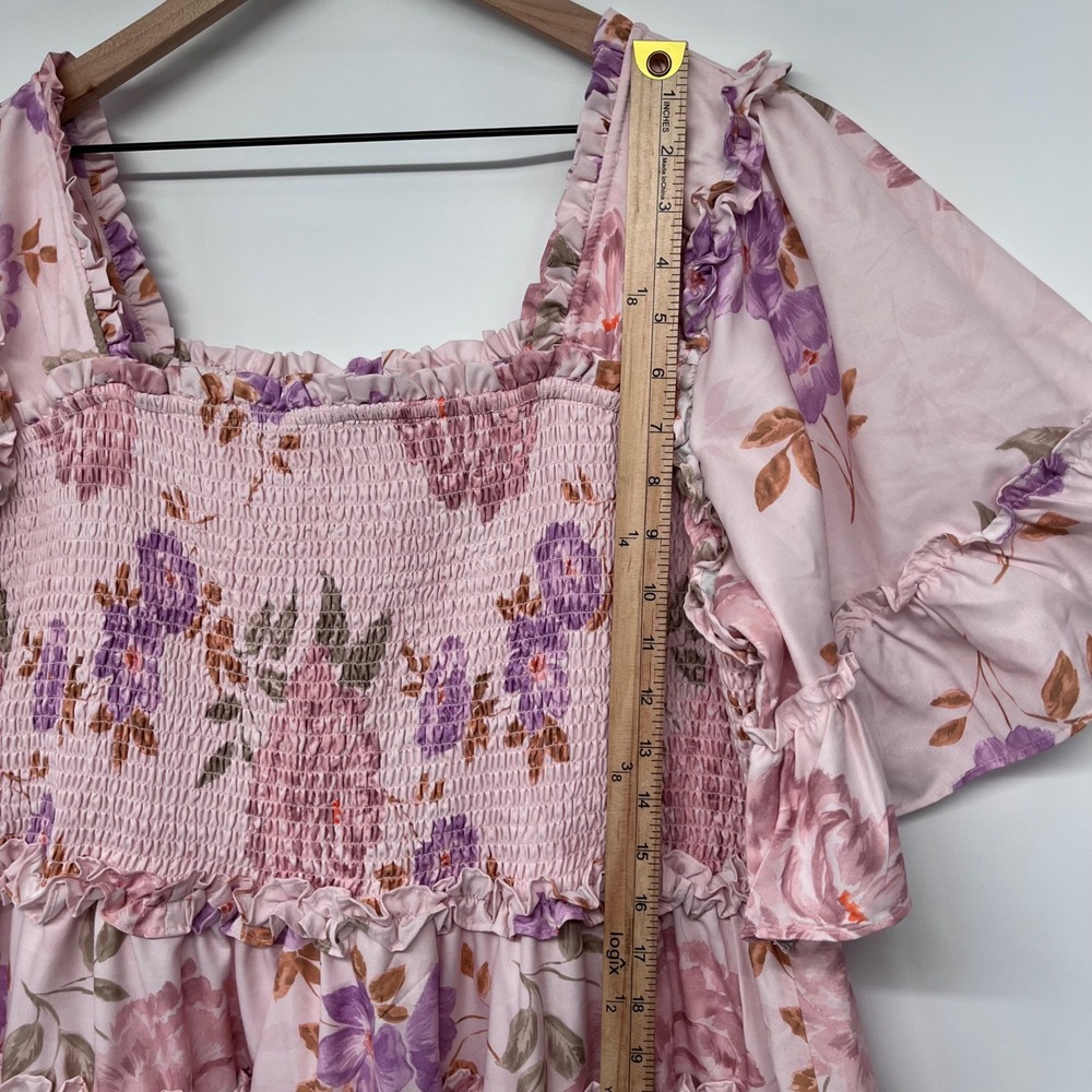Jessakae Senna Dress Sweet Pear Floral Tiered Maxi 2X Pink Smocked Ruffle - Picture 6 of 12